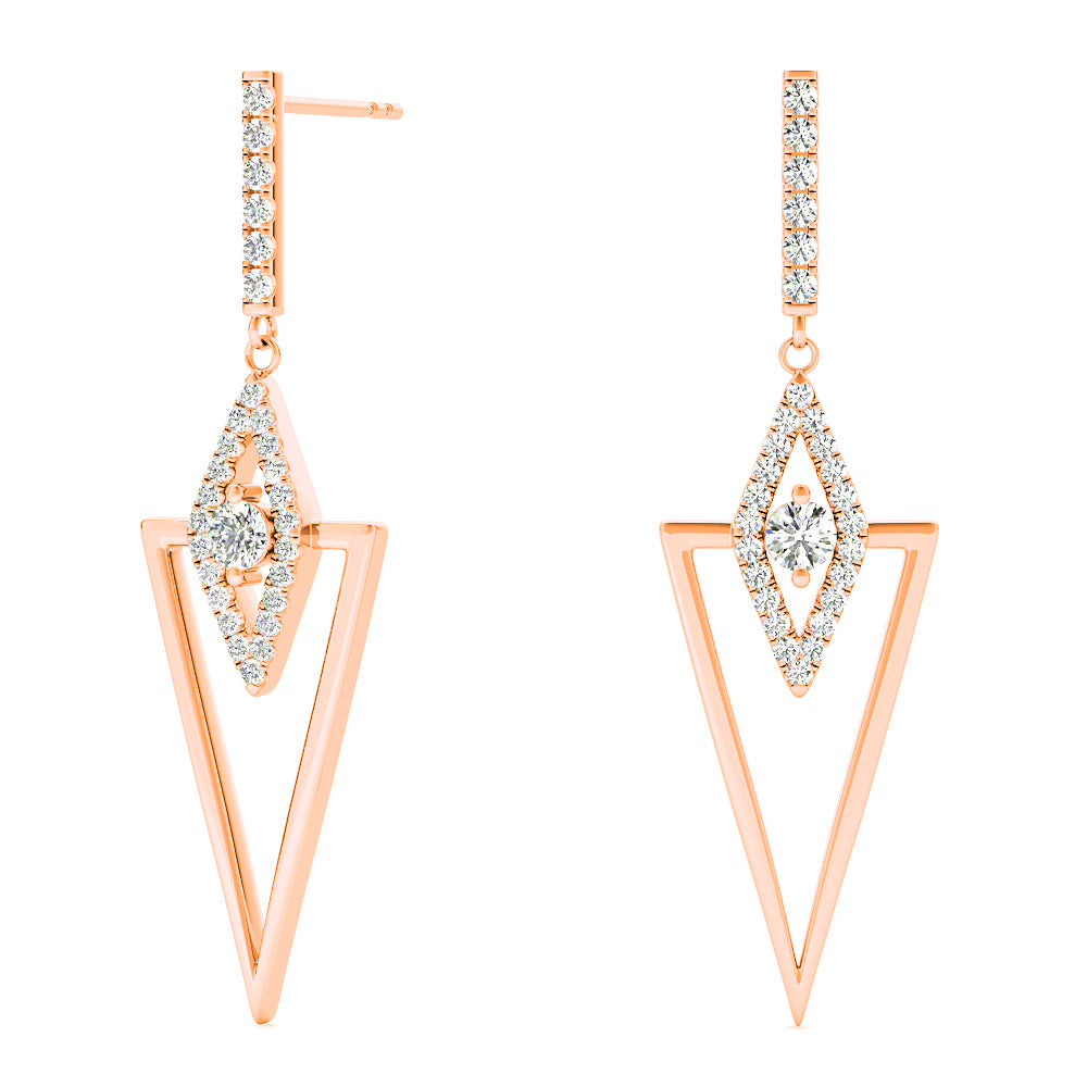 0.50 ctw Diamond Drop Earrings Modern Cocktail Style-VIRABYANI